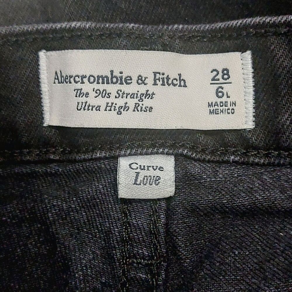 Abercrombie Fitch Womens 28/6 90s Straight Ultra Hi Rise Curve Love Black 31" In - Picture 4 of 8